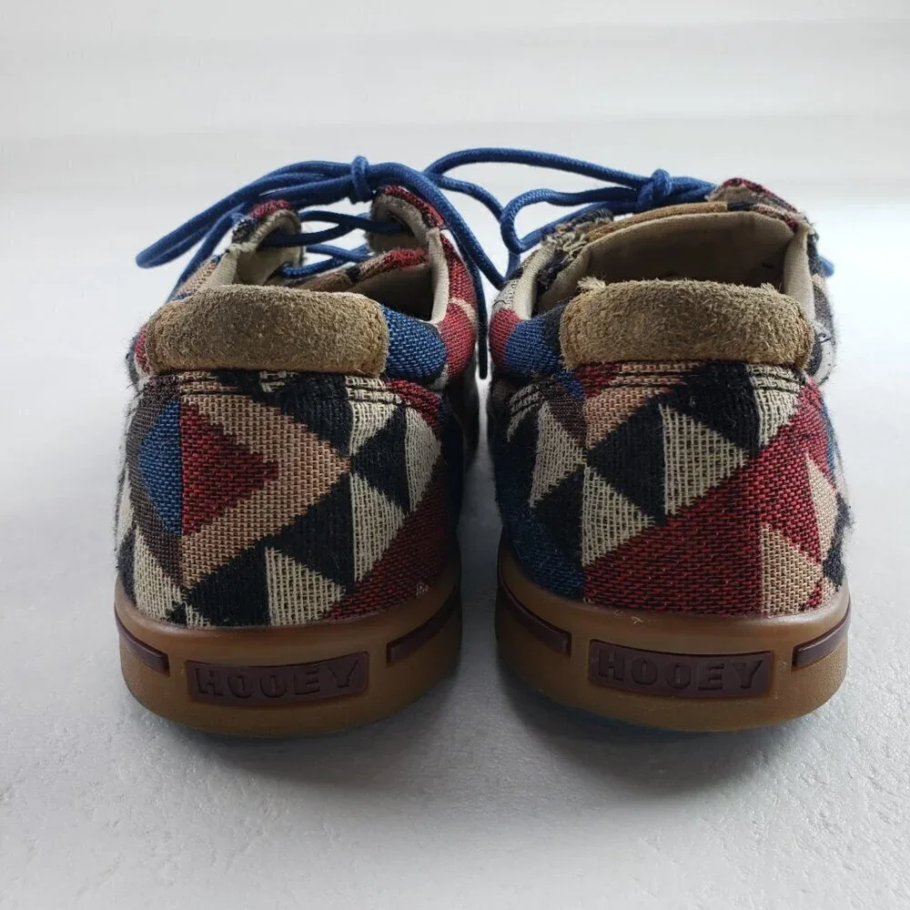 Twisted X Hooey Loper Shoe Kids 2 Blue Red Southwest Aztec Lace Up Moc Girl Boy